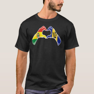 Barbados Bolivia Flag Barbadian Bolivian Heart T-Shirt