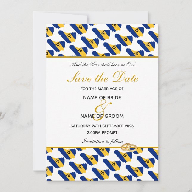 BARBADOS Christian Wedding Celebration Save The Date (Front)