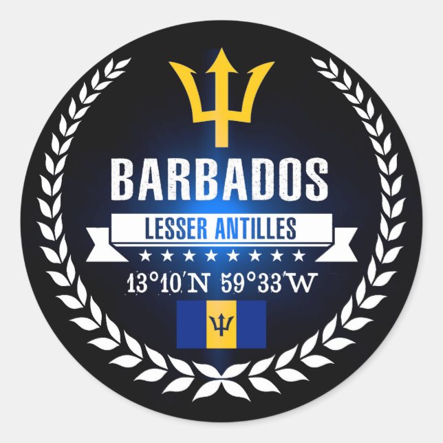 Barbados Classic Round Sticker (Front)