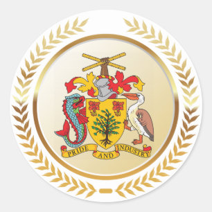Barbados Coat of Arms Classic Round Sticker
