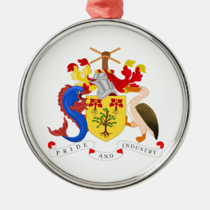 Barbados Coat Of Arms Metal Tree Decoration