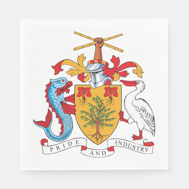 Barbados Coat of Arms National Emblem  Napkin (Front)