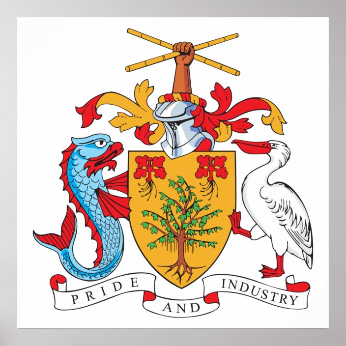 Barbados Coat Of Arms Poster Zazzle.co.uk
