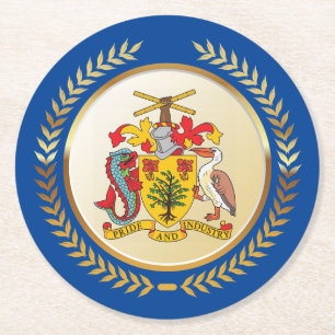 Barbados Coat of Arms Round Paper Coaster