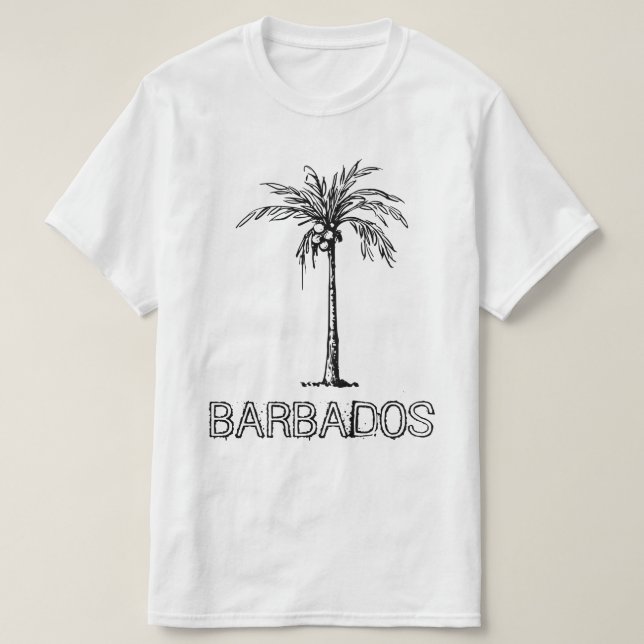 Barbados coconut tree black & white design T-Shirt (Design Front)