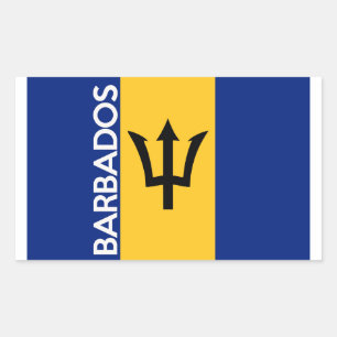 barbados country flag symbol name text rectangular sticker