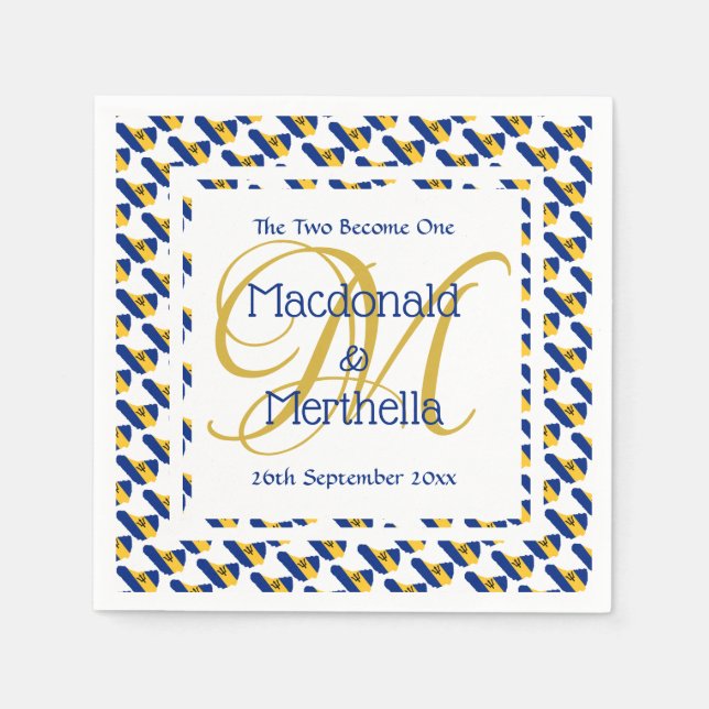 BARBADOS Custom Monogram Wedding Celebration Paper Napkin (Front)