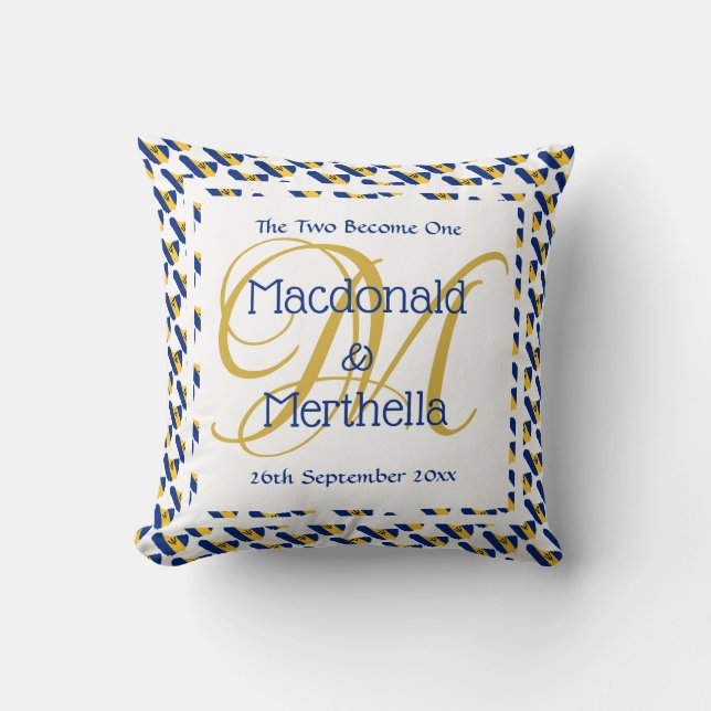 BARBADOS Custom Monogram Wedding Keepsake Gift Cushion (Front)