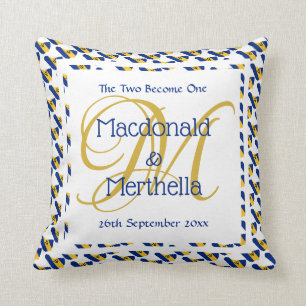 BARBADOS Custom Monogram Wedding Keepsake Gift Cushion
