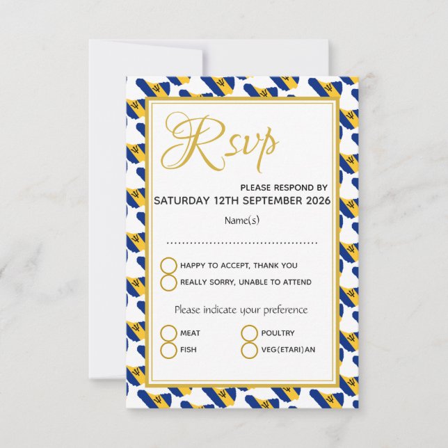 BARBADOS Custom Wedding RSVP Card (Front)