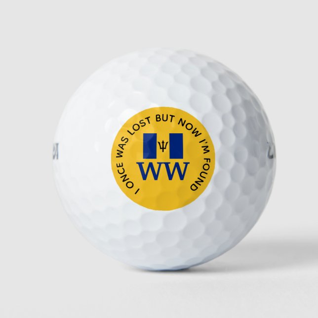 BARBADOS Customised MONOGRAM Christian Lost Found Golf Balls (Front)