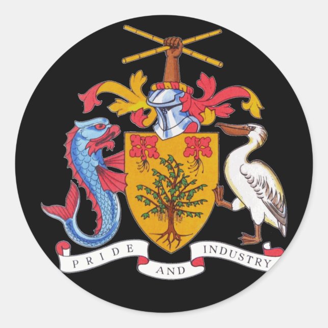 barbados emblem classic round sticker (Front)