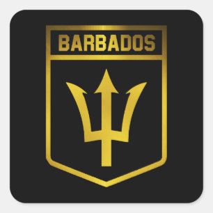 Barbados Emblem Square Sticker