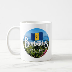 "Barbados Est. 1966" East Coast View With Flag Coffee Mug