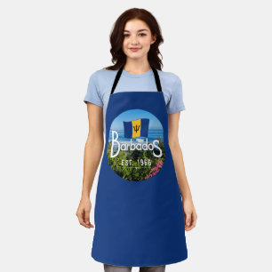 "Barbados Est. 1966" With Barbados Flag Art Apron