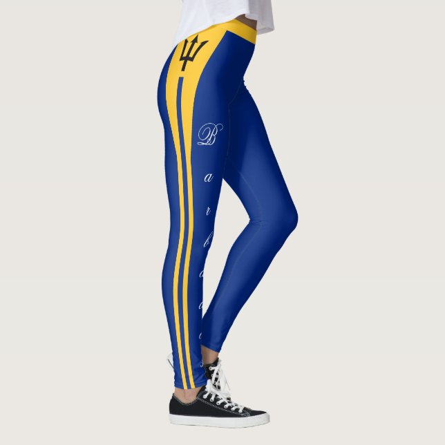Barbados fashion leggings, Barbados Flag /sports Leggings (Right)
