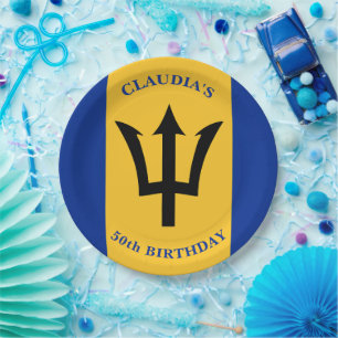 Barbados Flag Barbadian Birthday Party Paper Plate