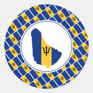 BARBADOS FLAG Barbadian Map Stylish Patriotic Classic Round Sticker