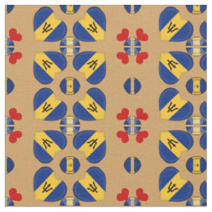 Barbados Flag & Barbados Heart fashion Fabric