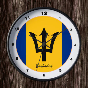 Barbados Flag & Barbados trendy fashion /design Round Clock