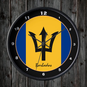 Barbados Flag & Barbados trendy fashion /design Round Clock