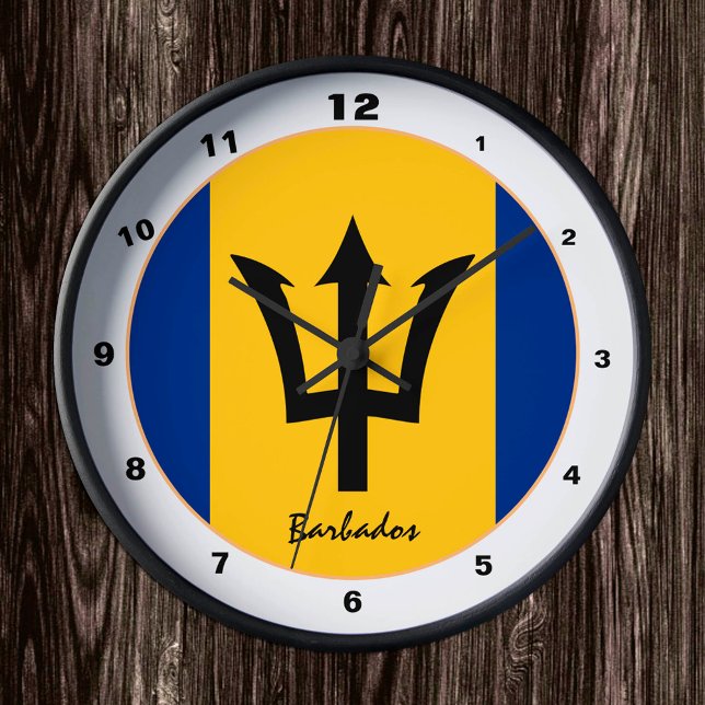 Barbados Flag & Barbados trendy fashion /design Round Clock (Creator Uploaded)