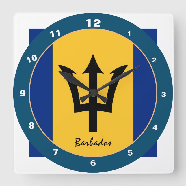 Barbados Flag & Barbados trendy fashion /design Square Wall Clock (Front)