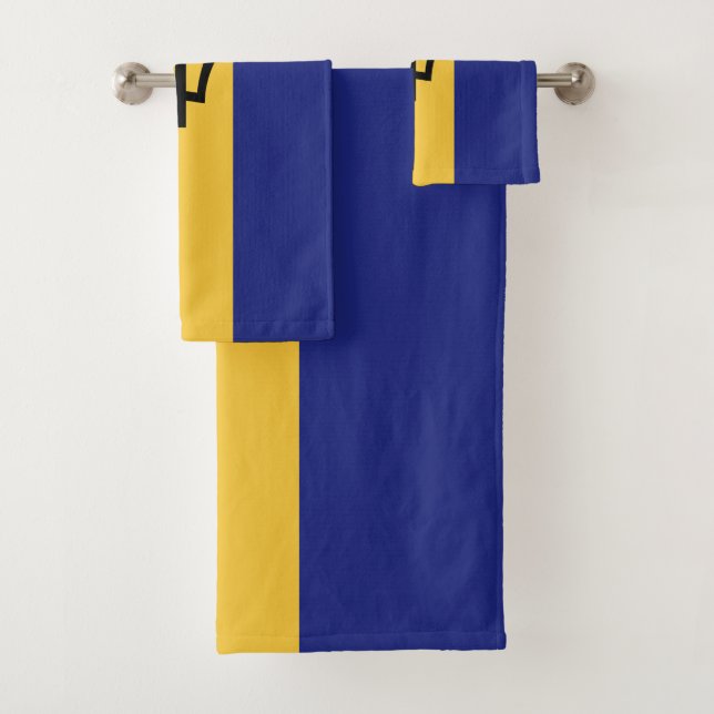 Barbados flag bath towel set (Insitu)