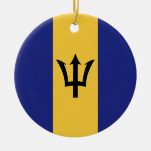 Barbados flag ceramic tree decoration