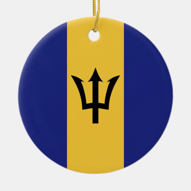 Barbados flag ceramic tree decoration (Front)
