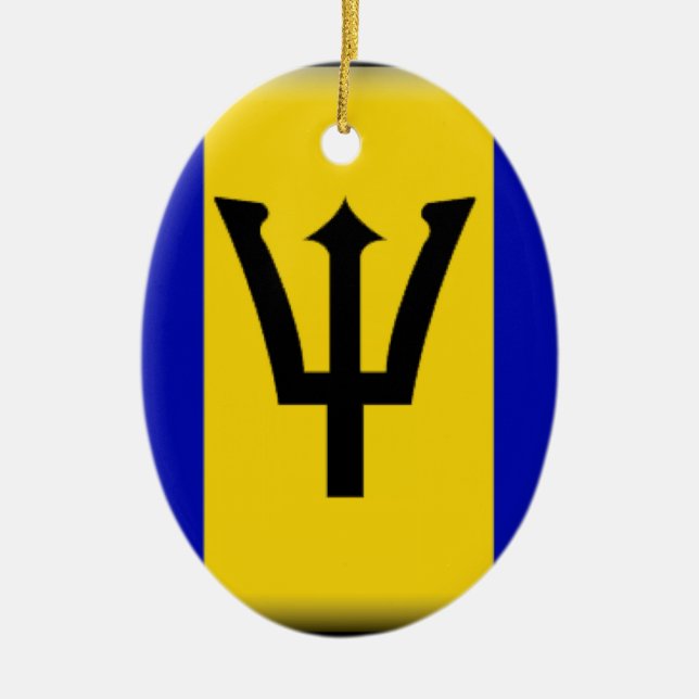 Barbados  Flag Ceramic Tree Decoration (Front)