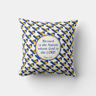 BARBADOS Flag Christian Scripture BLESSED NATION Cushion