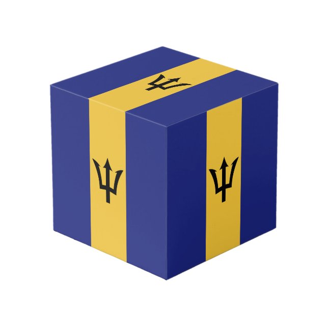Barbados flag cube (Front Angled)