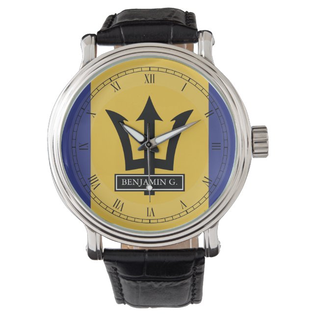 Barbados Flag Custom Name Watch (Front)