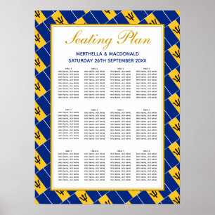 BARBADOS FLAG Custom Wedding 120 Seating Plan Poster