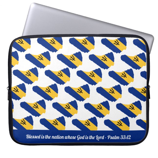 BARBADOS FLAG Customisable Scripture Laptop Sleeve (Front)