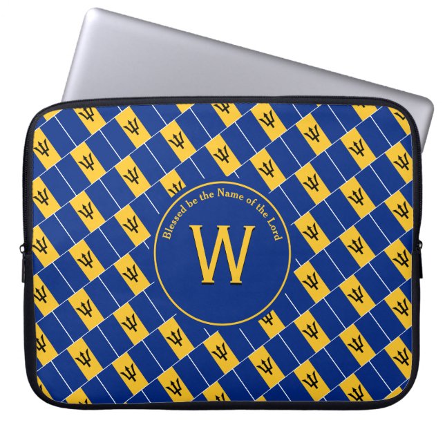 BARBADOS FLAG Customised Monogram Barbadian Laptop Laptop Sleeve (Front)
