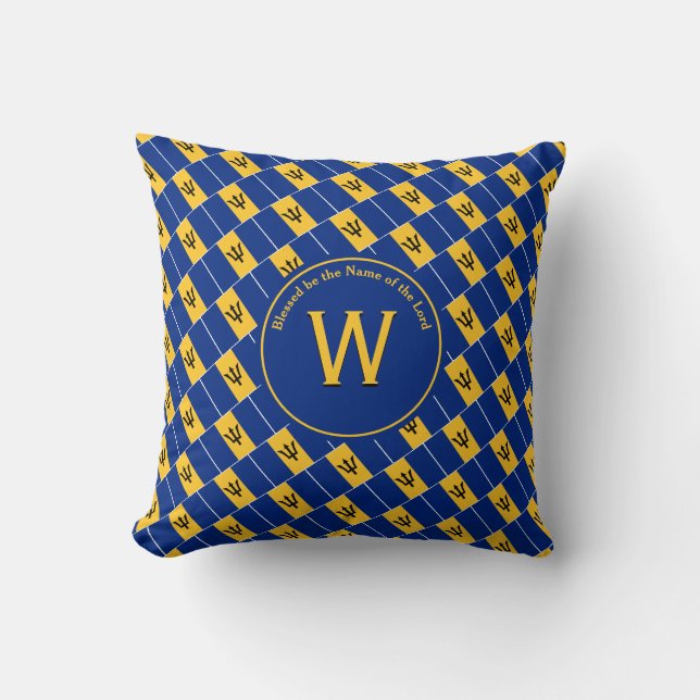 BARBADOS FLAG Customised Monogram Scripture Cushion (Front)
