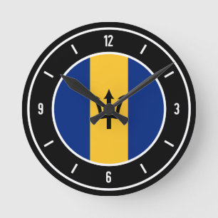 Barbados Flag Elegant Round Clock
