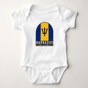 Barbados Flag Emblem Distressed Vintage Baby Bodysuit