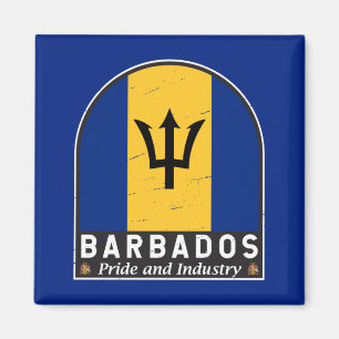 Barbados Flag Emblem Distressed Vintage Magnet