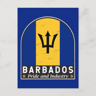 Barbados Flag Emblem Distressed Vintage Postcard