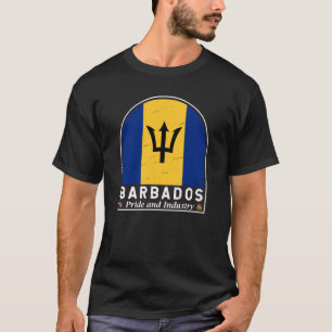 Barbados Flag Emblem Distressed Vintage T-Shirt