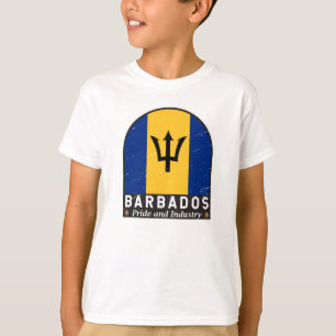 Barbados Flag Emblem Distressed Vintage T-Shirt