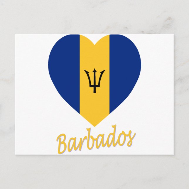 Barbados Flag Heart Postcard (Front)