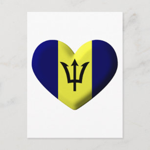 Barbados Flag heart Postcard
