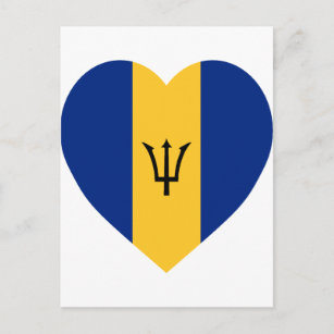 Barbados Flag Heart Postcard