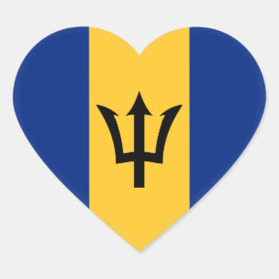 Barbados Flag Heart Sticker
