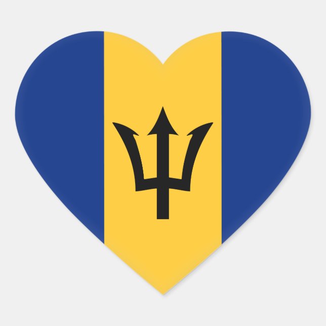Barbados Flag Heart Sticker (Front)