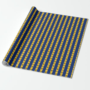 Barbados Flag Honeycomb Wrapping Paper